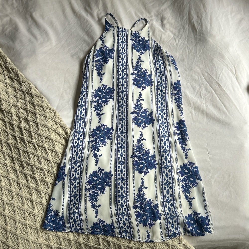Blue and white floral dress